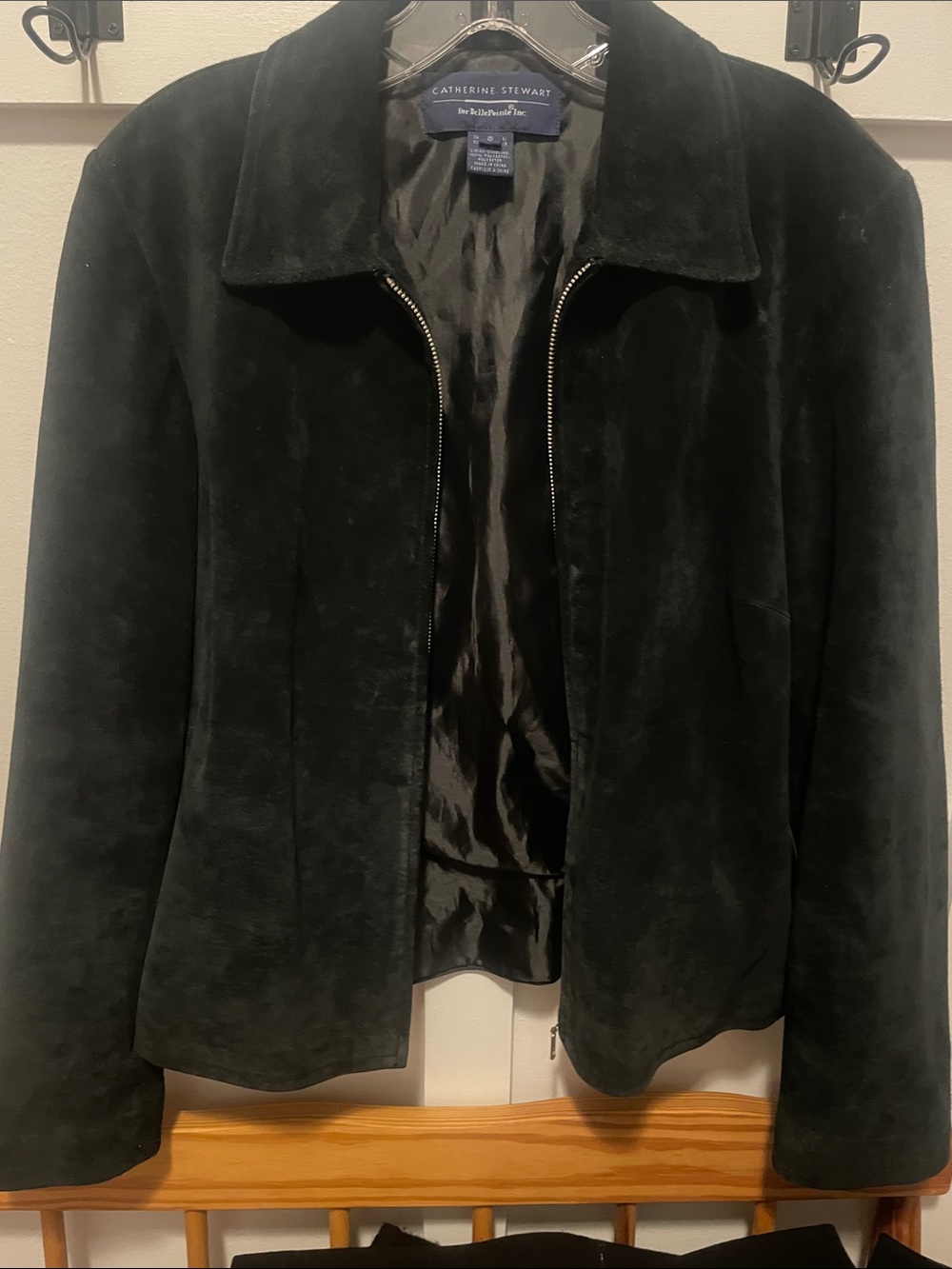 Women's Black Suede Zip Blazer